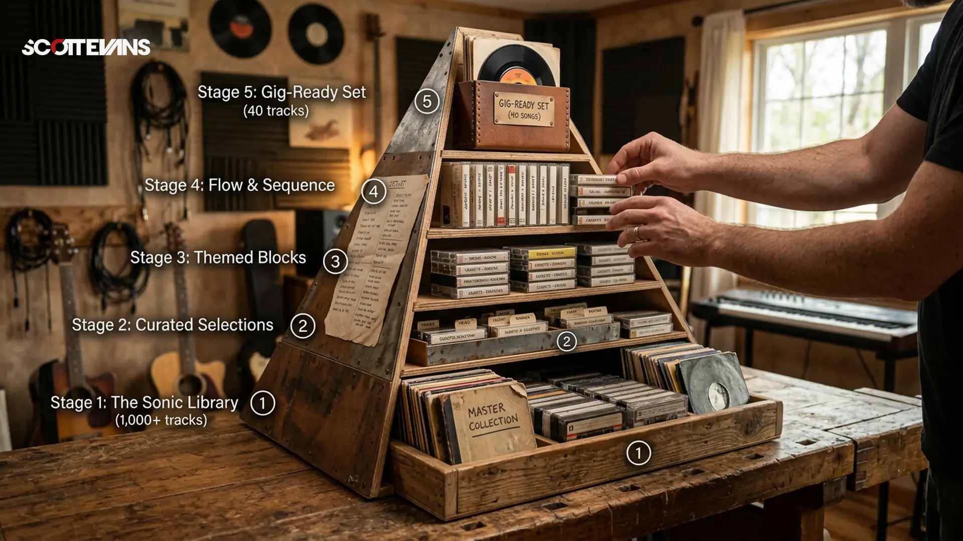 Featured image for The Playlist Pyramid: 5‑Stage System to Turn 1,000+ Tracks Into a 40‑Song Gig‑Ready Set