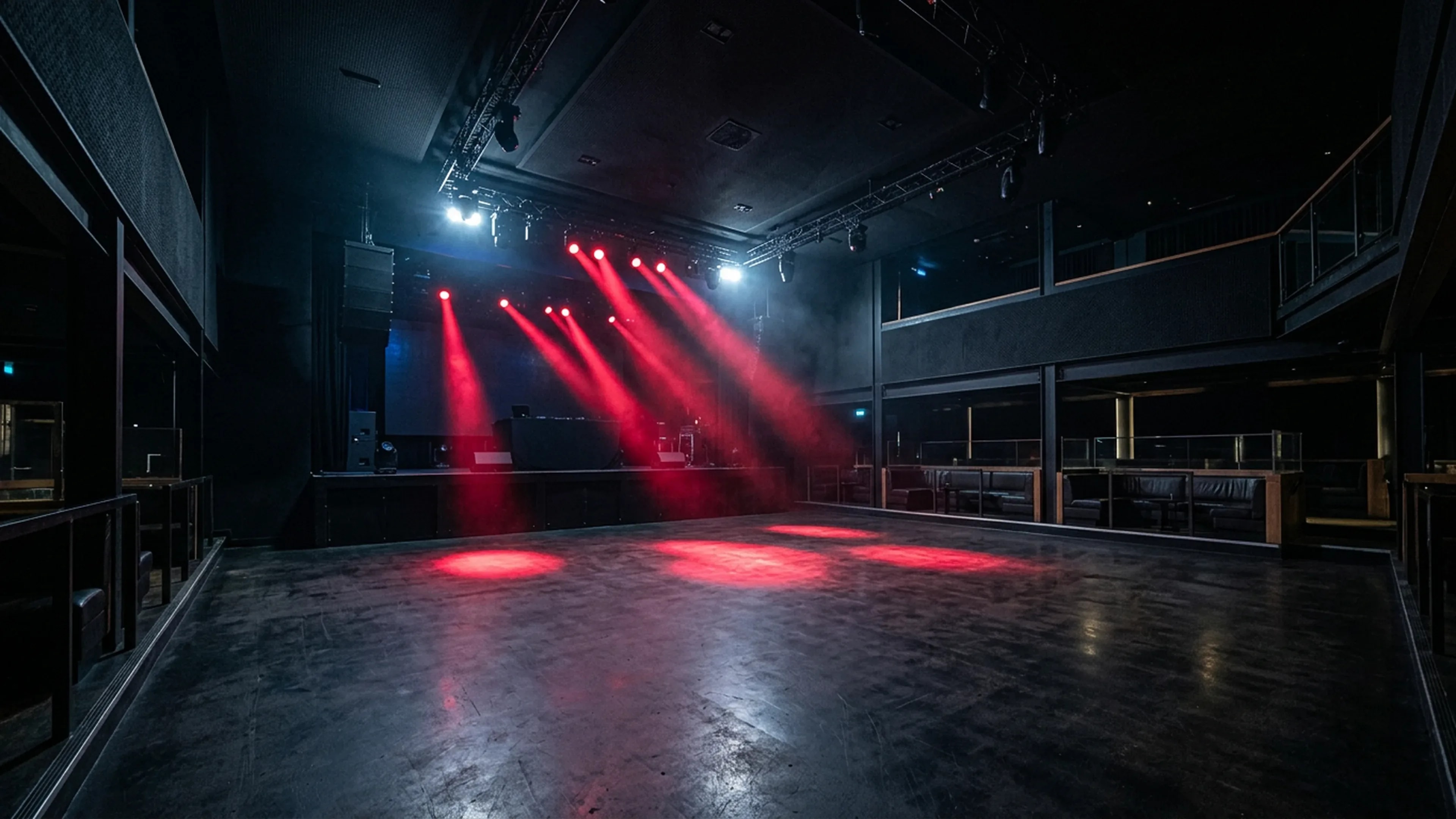 Venue interior with stage lighting