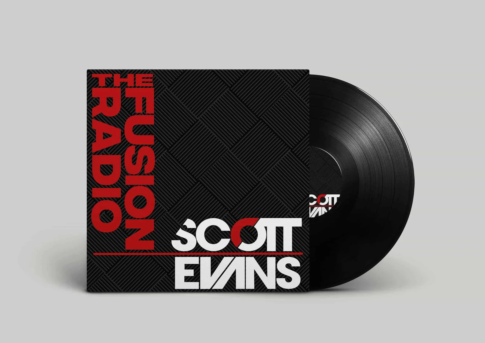 Fusion Radio branded sleeve and vinyl artwork